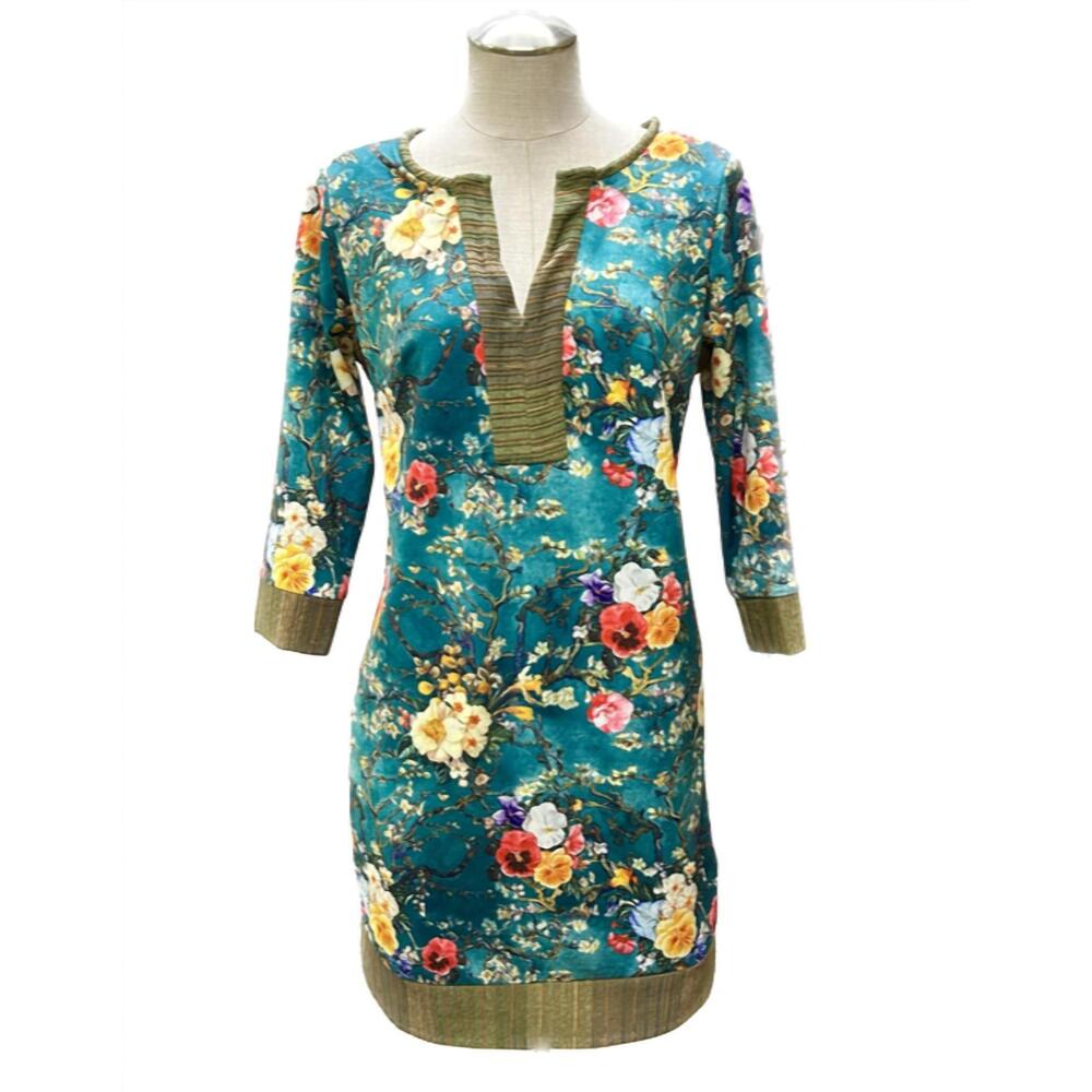 NEW AN REN print dress in teal